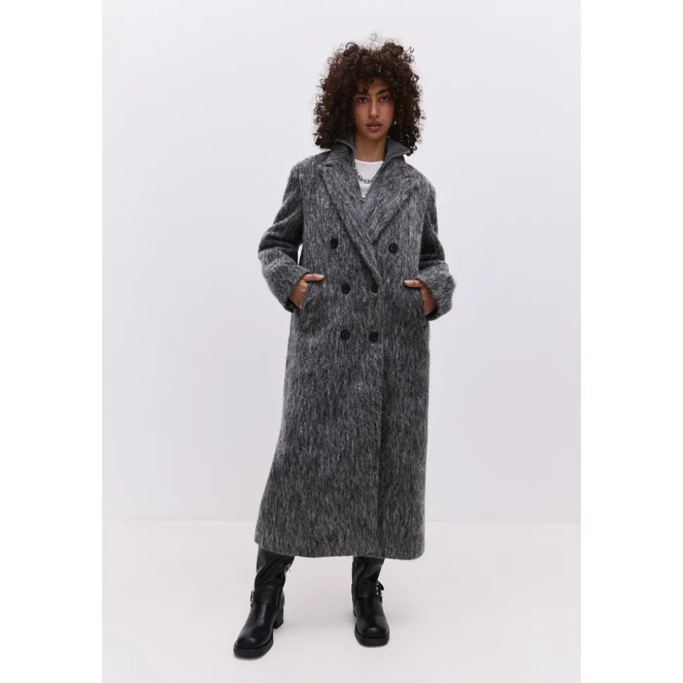 Abrigo de Lana Gris Oversized de Moda