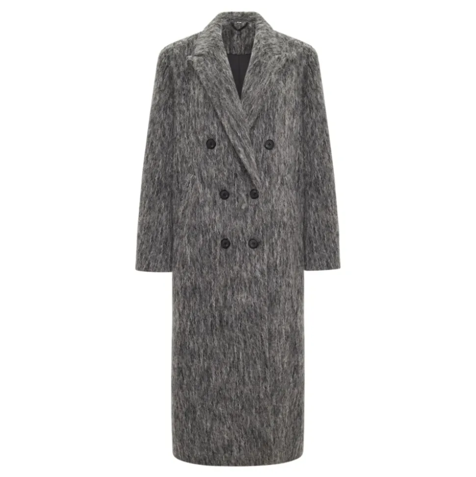 Abrigo de Lana Gris Oversized de Moda
