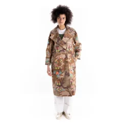 Abrigo Largo de Denim Bull con Estampado de Camuflaje y Bordado Floral
