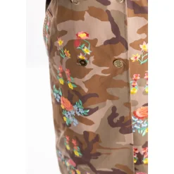 Abrigo Largo de Denim Bull con Estampado de Camuflaje y Bordado Floral