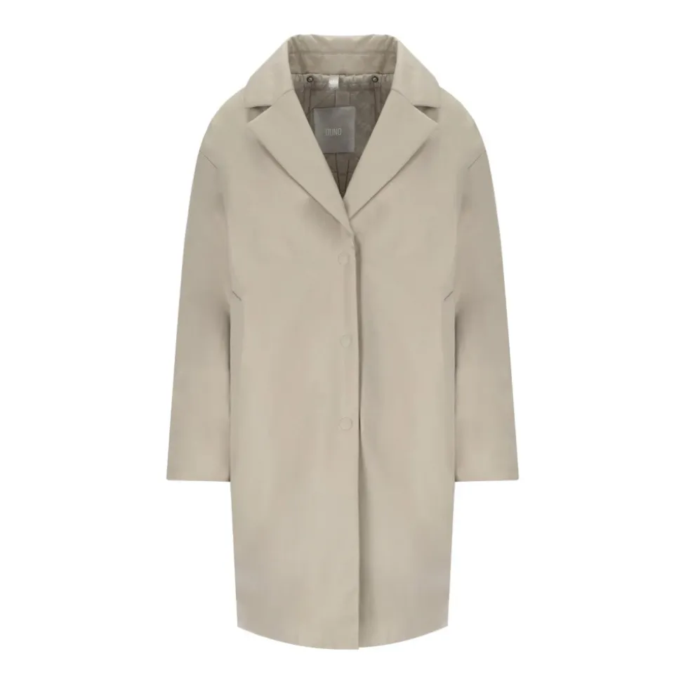 Abrigo Miranda de Algodón Beige con Cuello en V