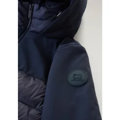 Abrigo Softshell de Satén con Plumón de Pato