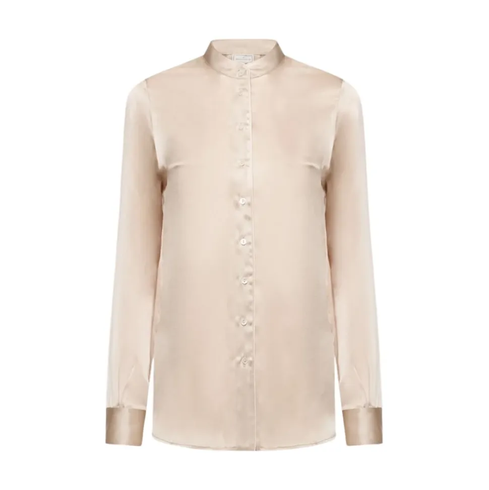 ADANAGUM Camisa de seda de manga larga
