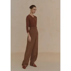 After, pantalon envolvente de lino henna-