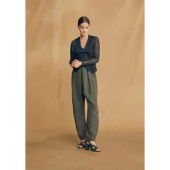 Ama, pantalon de lino y seda verde oceano-