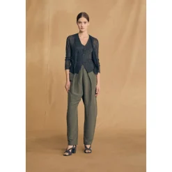 Ama, pantalon de lino y seda verde oceano-
