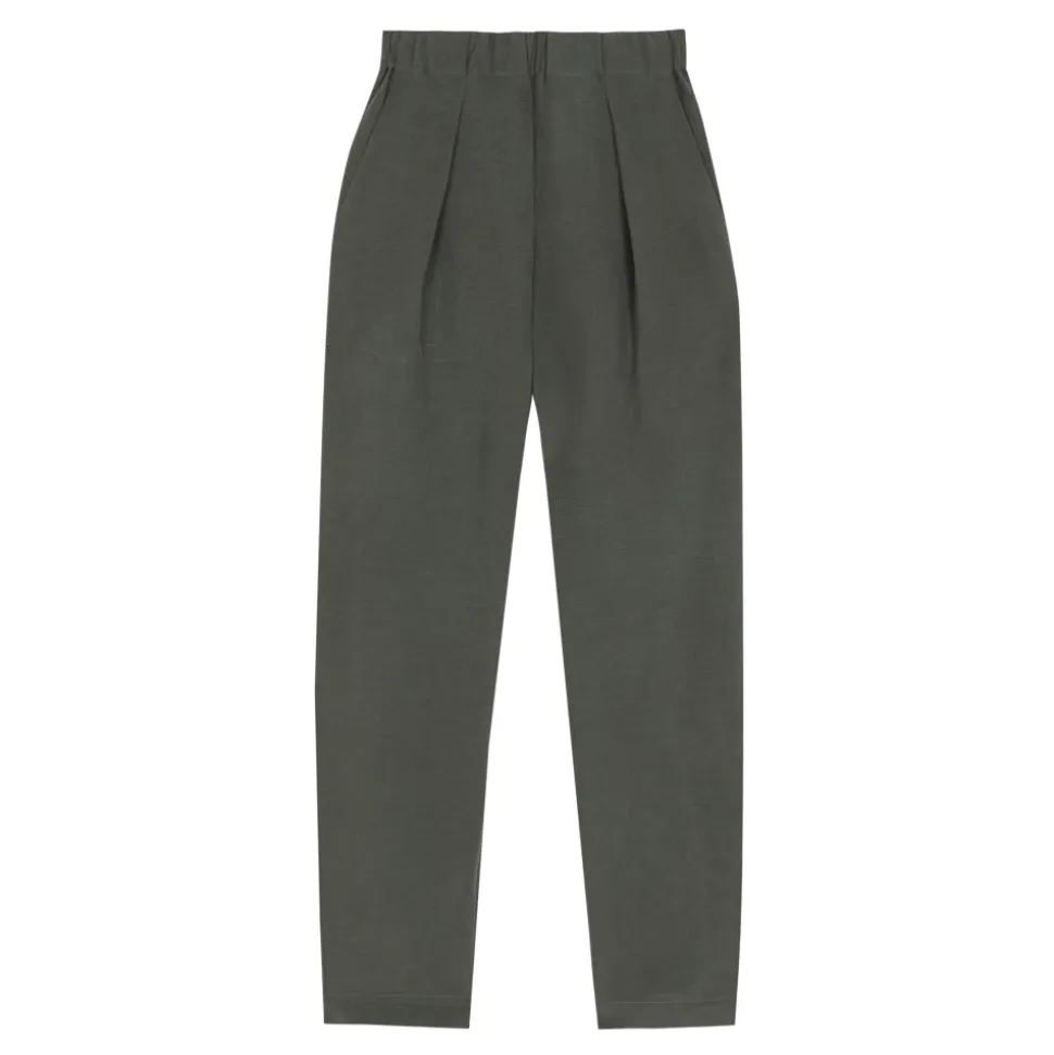 Ama, pantalon de lino y seda verde oceano-