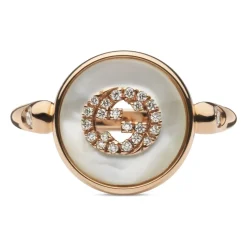 Anillo entrelazado en oro rosa, nácar, diamante, pavé de GG