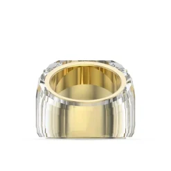 Anillo Geométrico de Cristal y Aleación Dorada