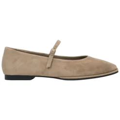 Bailarinas beige para mujeres con hebilla de terciopelo suave