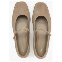 Bailarinas beige para mujeres con hebilla de terciopelo suave