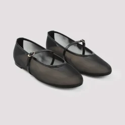 Bailarinas Negras Cuero Malla Zapatos Elegantes