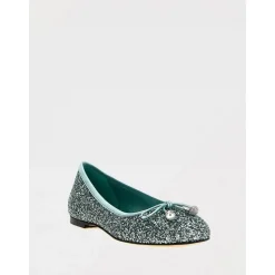 Bailarinas verdes con brillo y detalle de lazo