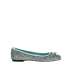 Bailarinas verdes con brillo y detalle de lazo