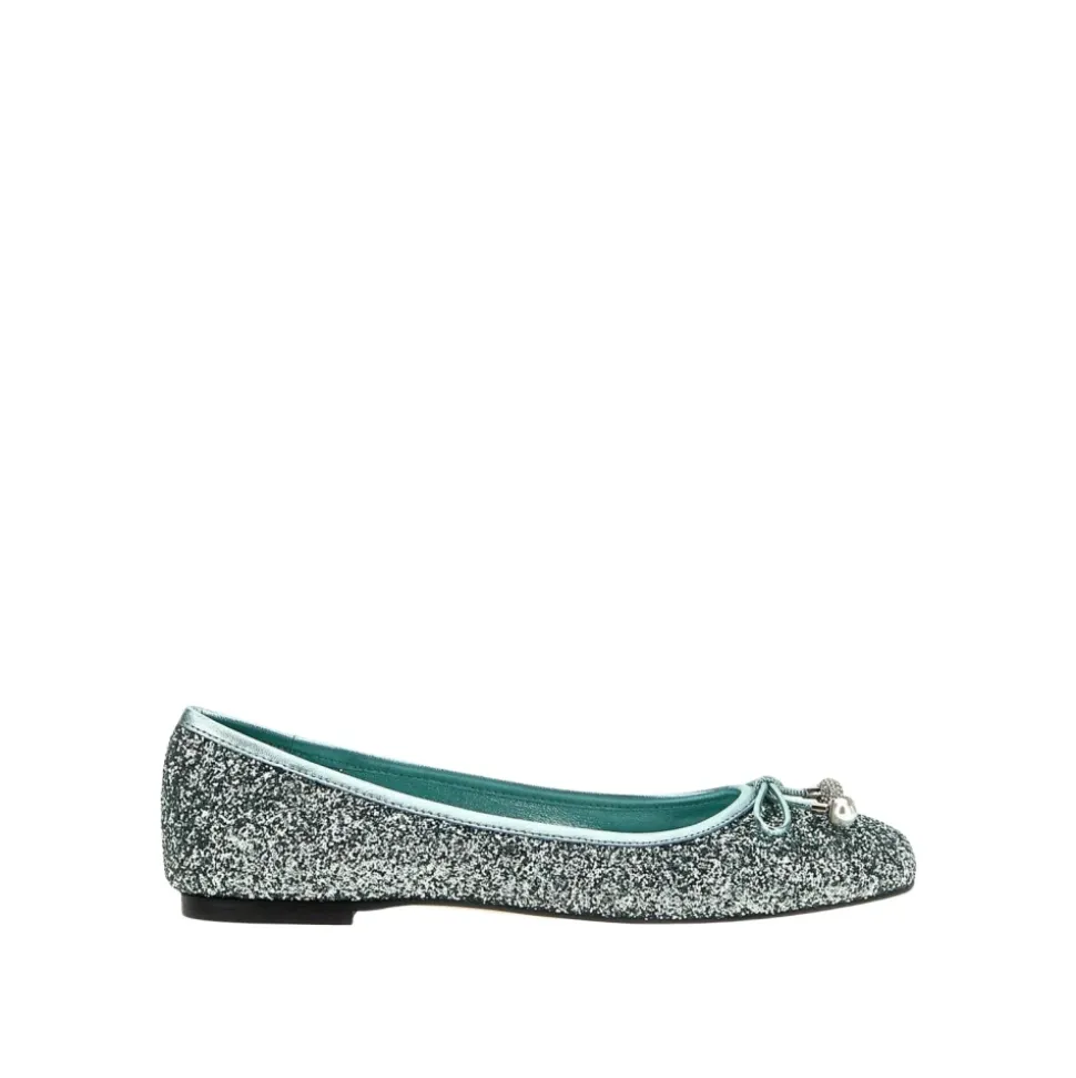 Bailarinas verdes con brillo y detalle de lazo