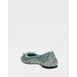Bailarinas verdes con brillo y detalle de lazo
