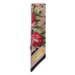 Bandeau de Twill de Seda con Estampado de Ramo de Rosas