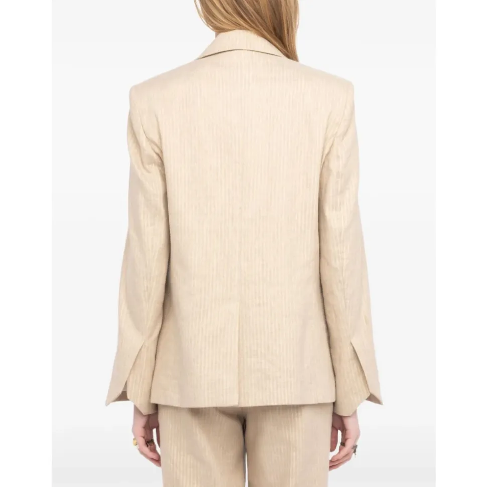 BLAZER BEIGE RAYAS DORADAS