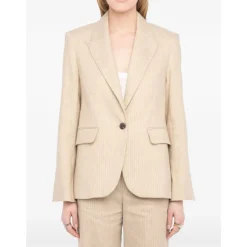 BLAZER BEIGE RAYAS DORADAS