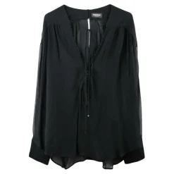Blusa de gasa con puños vueltos