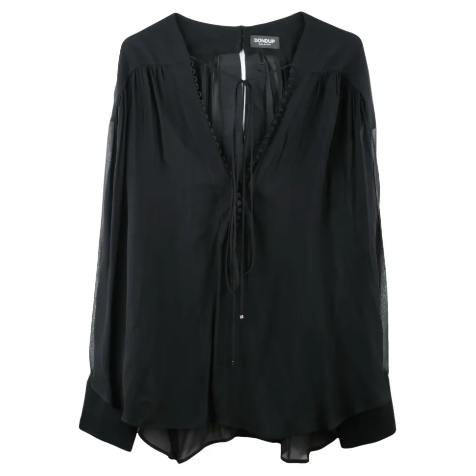 Blusa de gasa con puños vueltos