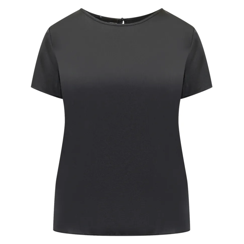 Blusa de satén de seda de manga corta