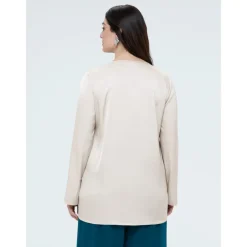 Blusa de satén de viscosa con cuello en V