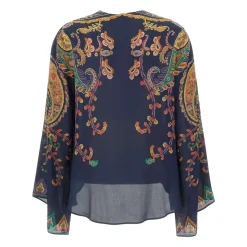 Blusa de seda con estampado floral paisley colocado