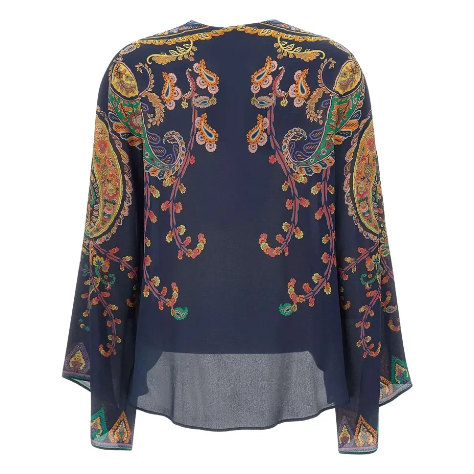 Blusa de seda con estampado floral paisley colocado