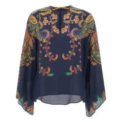 Blusa de seda con estampado floral paisley colocado