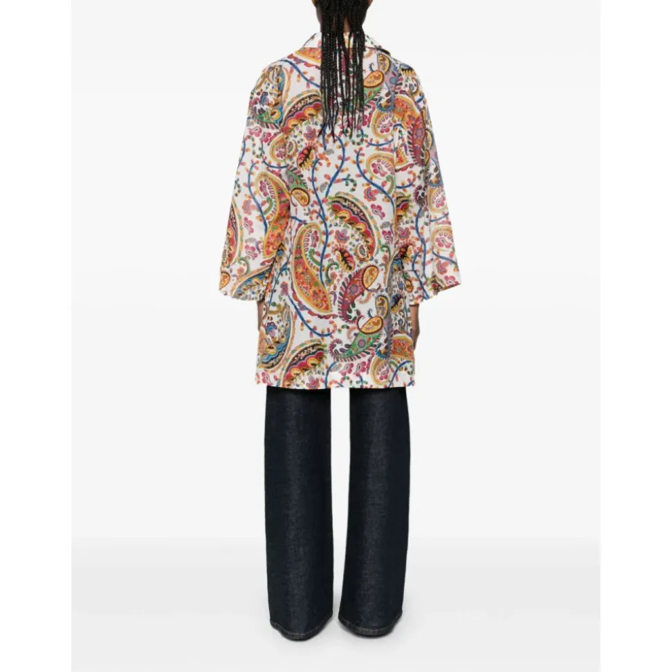 Blusa Estampada de Algodón y Seda