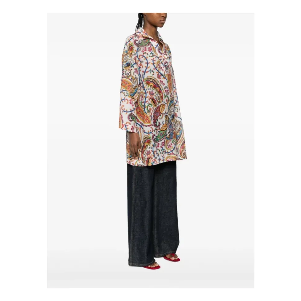 Blusa Estampada de Algodón y Seda
