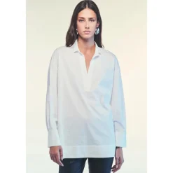 Blusa Oversize de Algodón con Cuello en V