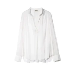 Blusa Túnica de Satén con Cuello Mao