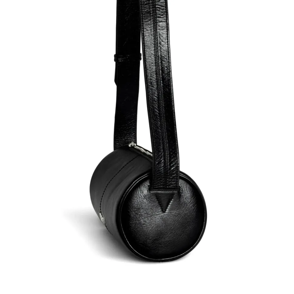 Bolso de Hombro Negro con Logo Plaque