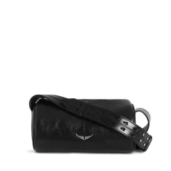 Bolso de Hombro Negro con Logo Plaque