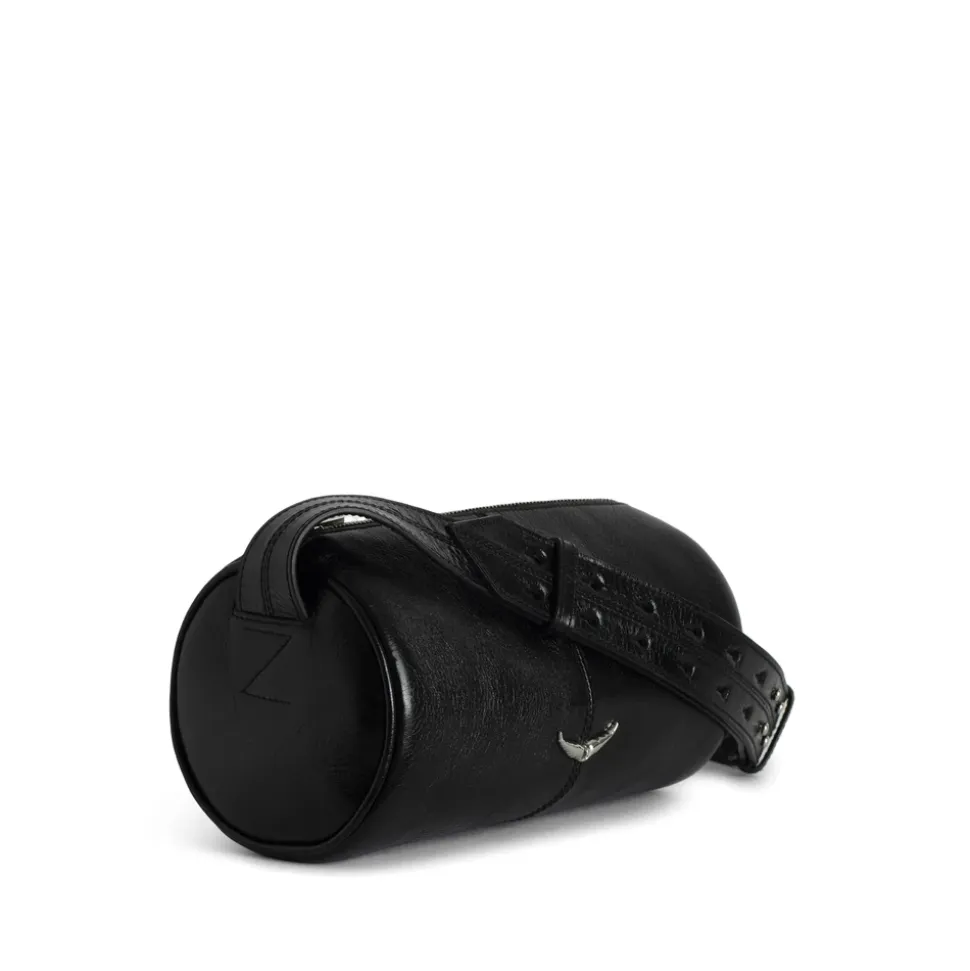 Bolso de Hombro Negro con Logo Plaque