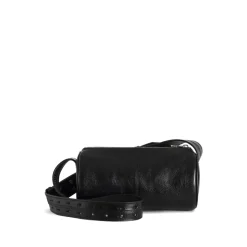 Bolso de Hombro Negro con Logo Plaque