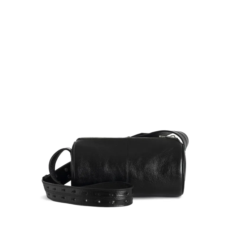 Bolso de Hombro Negro con Logo Plaque