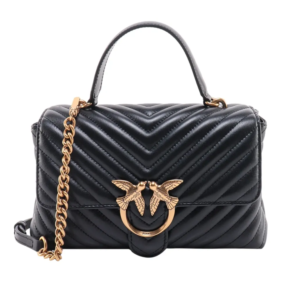 Bolso de mano de cuero matelassé con hebilla Love Birds