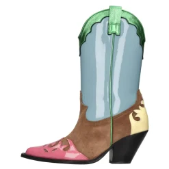 Bota Cowboy de Cuero Barnizado y Ante