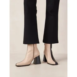 Bota de Cuero Bicolor - Piedra Beige Negro
