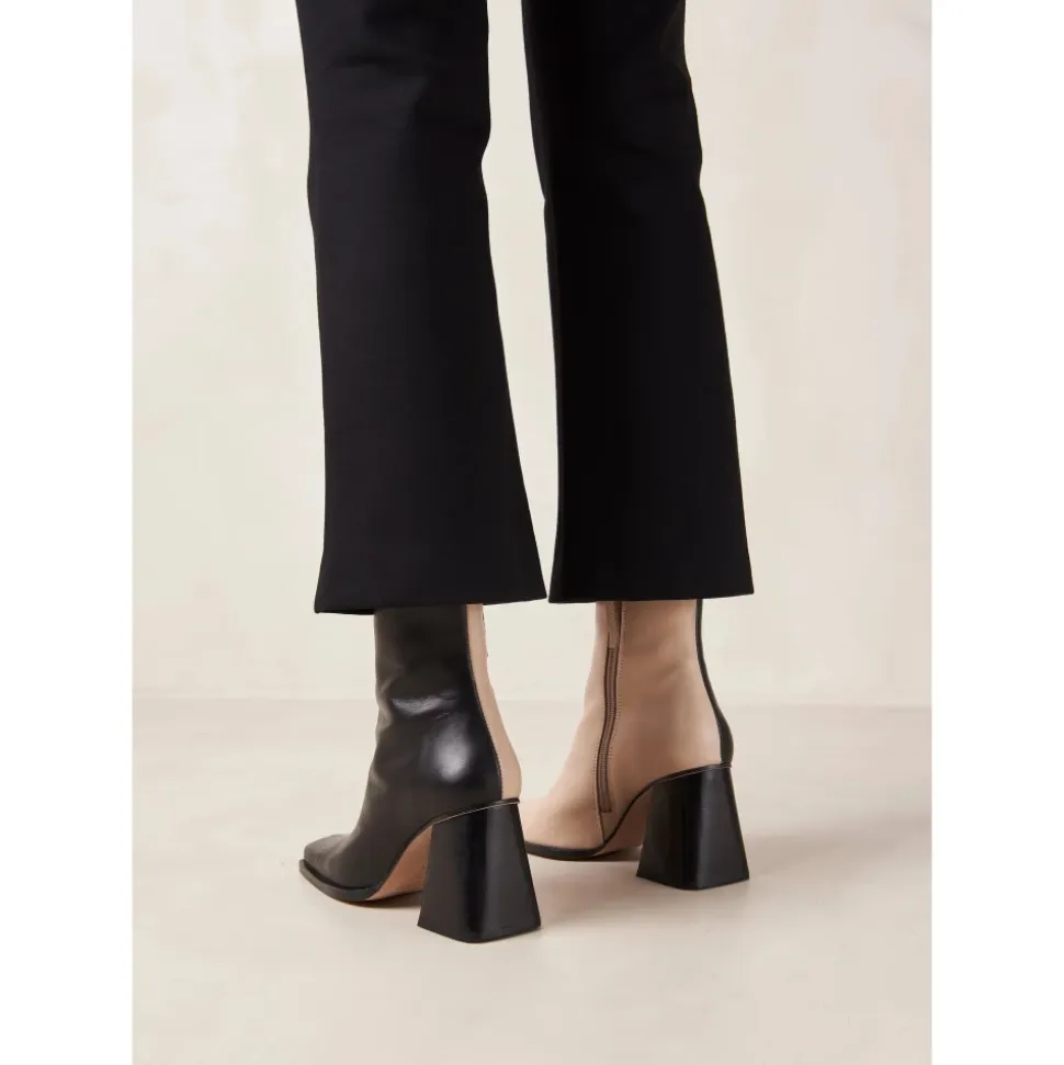 Bota de Cuero Bicolor - Piedra Beige Negro