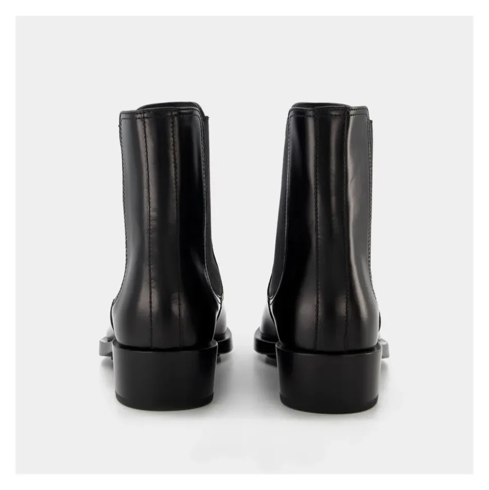 Botas Boxcar de Cuero Negro/Plata