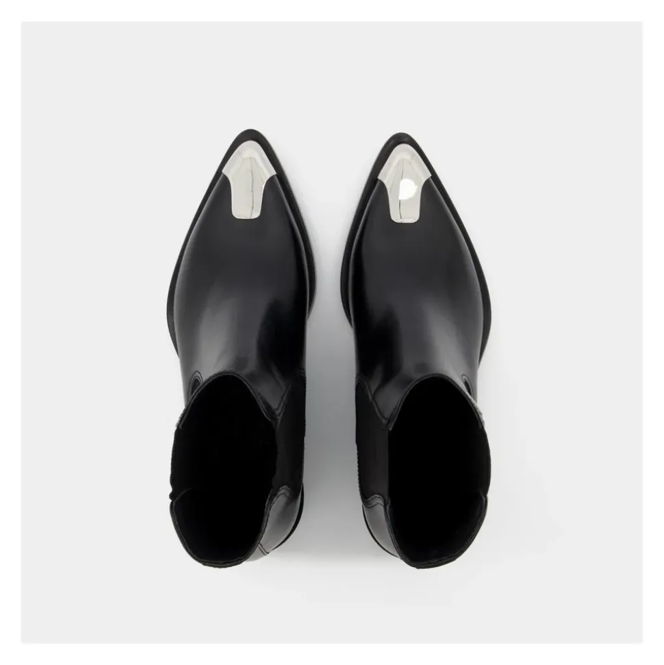 Botas Boxcar de Cuero Negro/Plata