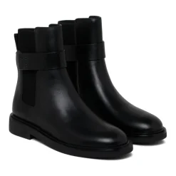 Botas Chelsea de Cuero Negro Doble T
