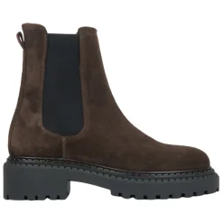 Botas Chelsea de plataforma marrón para mujer en auténtico terciopelo italiano