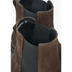 Botas Chelsea de plataforma marrón para mujer en auténtico terciopelo italiano