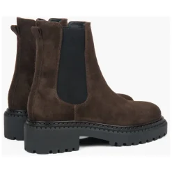 Botas Chelsea de plataforma marrón para mujer en auténtico terciopelo italiano