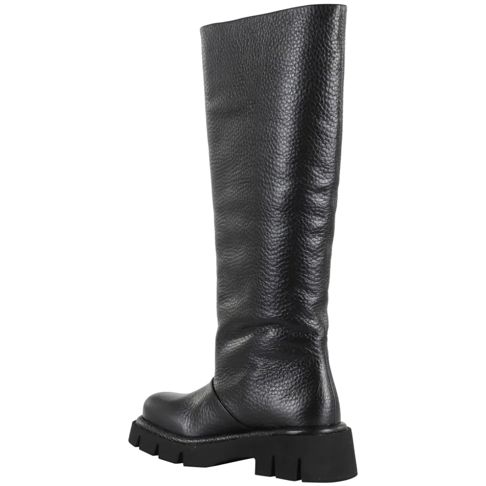 Botas de cuero martillado negro
